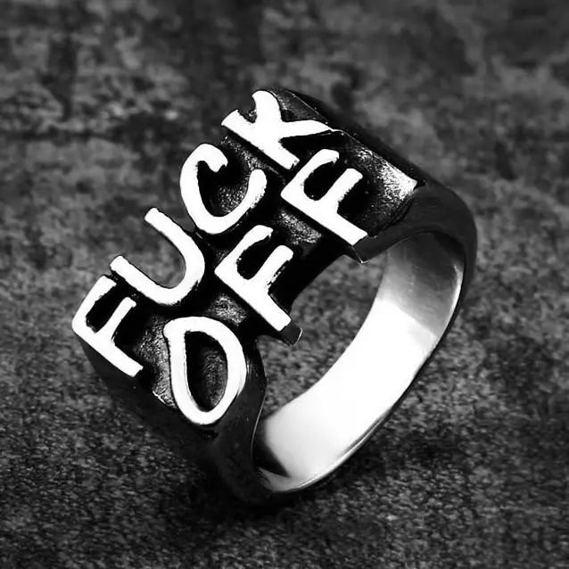 F**K Off Stainless Steel Simple Ring - Vrafi Jewelry