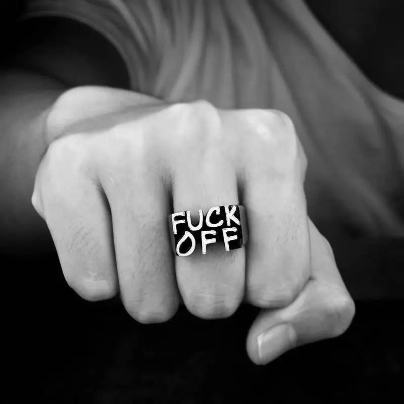 F**K Off Stainless Steel Simple Ring VRAFI