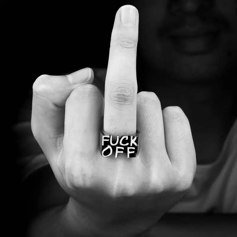 F**K Off Stainless Steel Simple Ring VRAFI