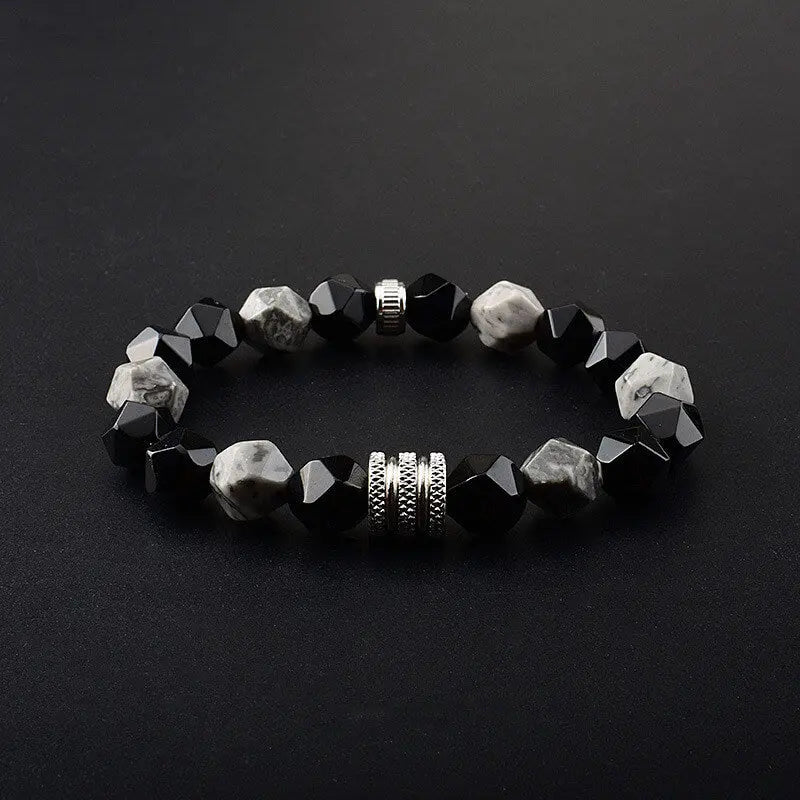 Faceted Mixed Agate Bracelet Men's Fashion Bracelet Jewelry Vrafi Jewelry