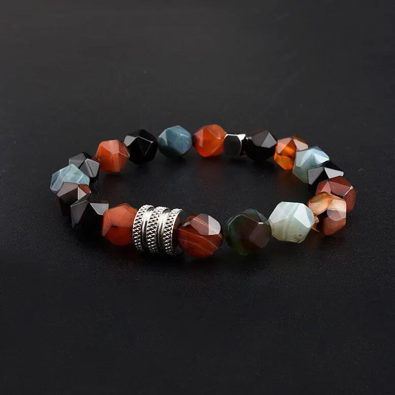 Faceted Mixed Agate Bracelet Men's Fashion Bracelet Jewelry Vrafi Jewelry