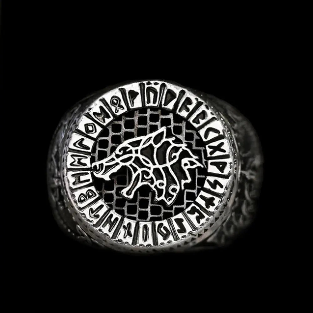 Fenrir Wolf Amulet Signet Viking Ring VRAFI