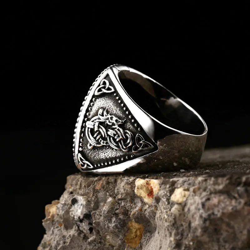 Fenrir Wolf Amulet Signet Viking Ring VRAFI