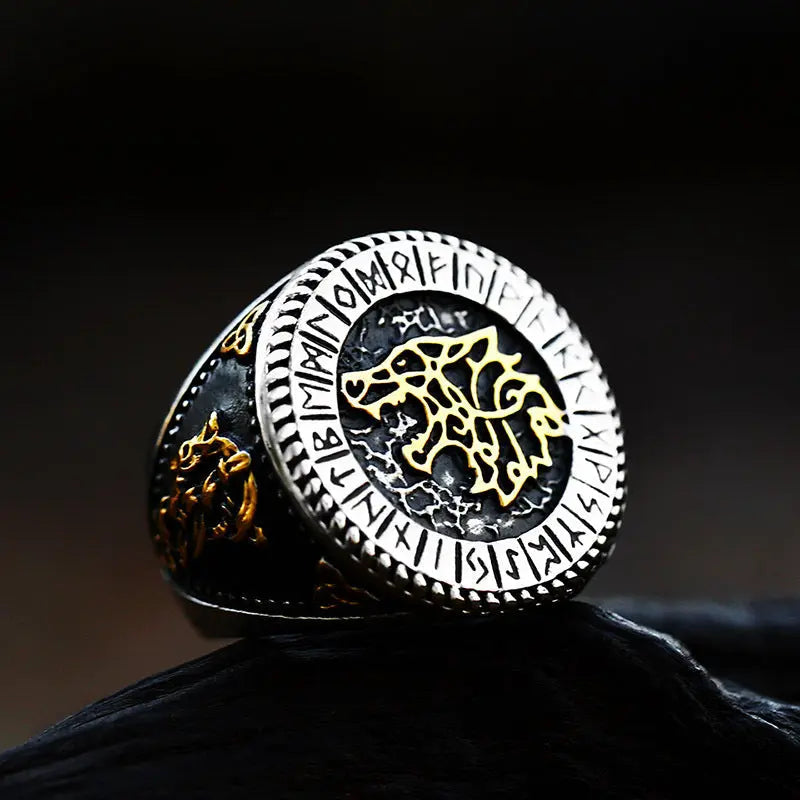 Fenrir Wolf Amulet Signet Viking Ring VRAFI