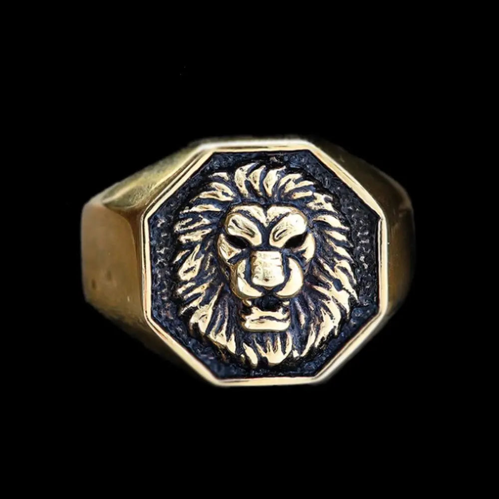 Fierce Lion Signet Stainless Steel Ring VRAFI