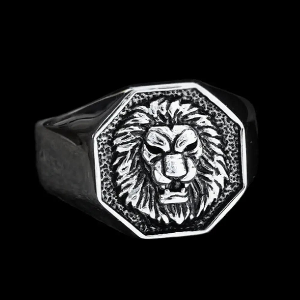 Fierce Lion Signet Stainless Steel Ring VRAFI