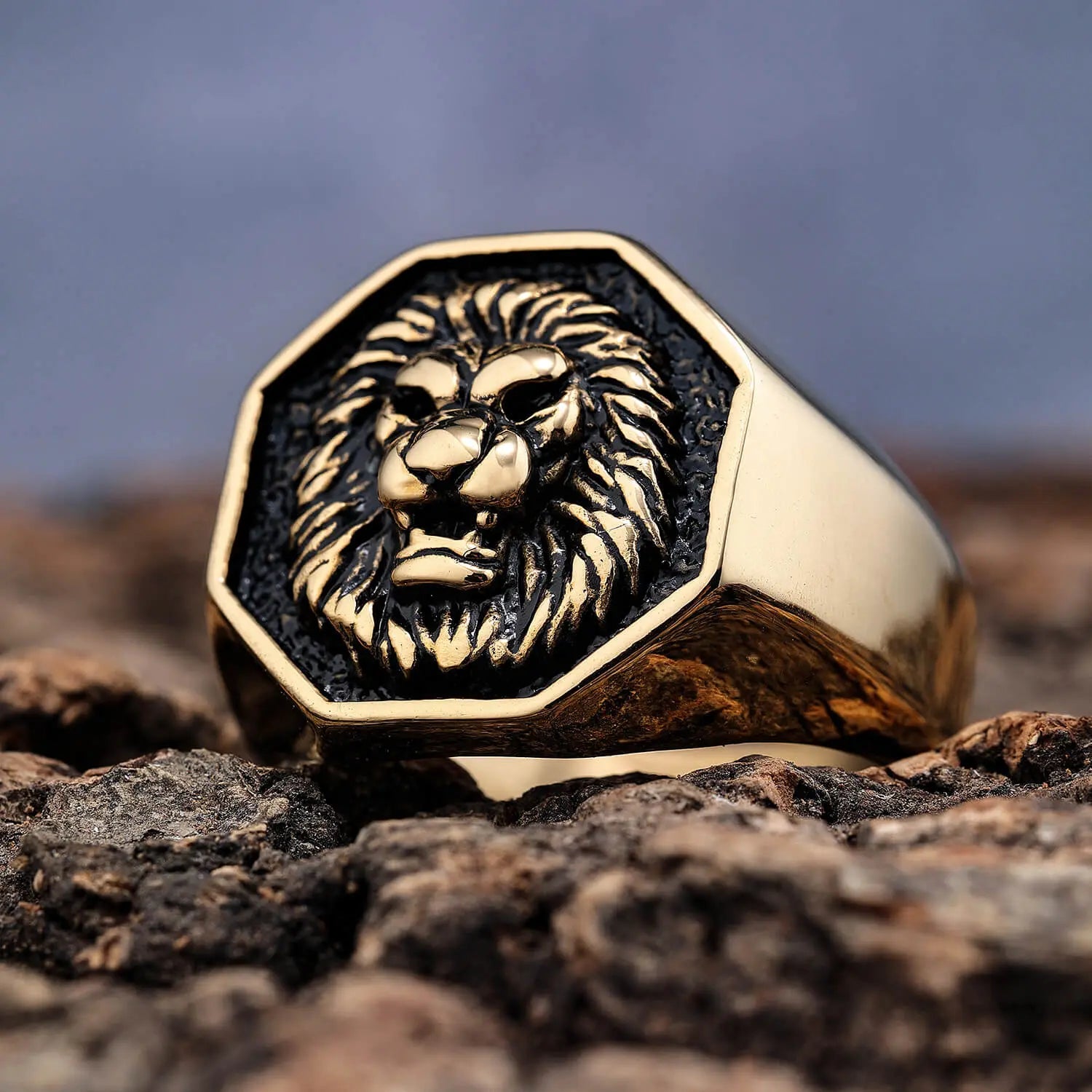 Fierce Lion Signet Stainless Steel Ring VRAFI