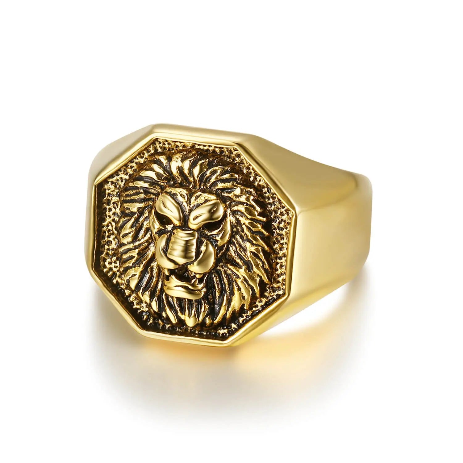 Fierce Lion Signet Stainless Steel Ring VRAFI