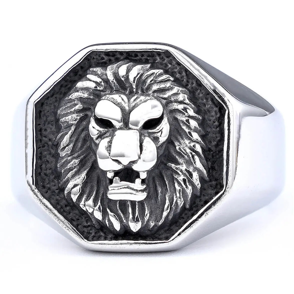 Fierce Lion Signet Stainless Steel Ring VRAFI