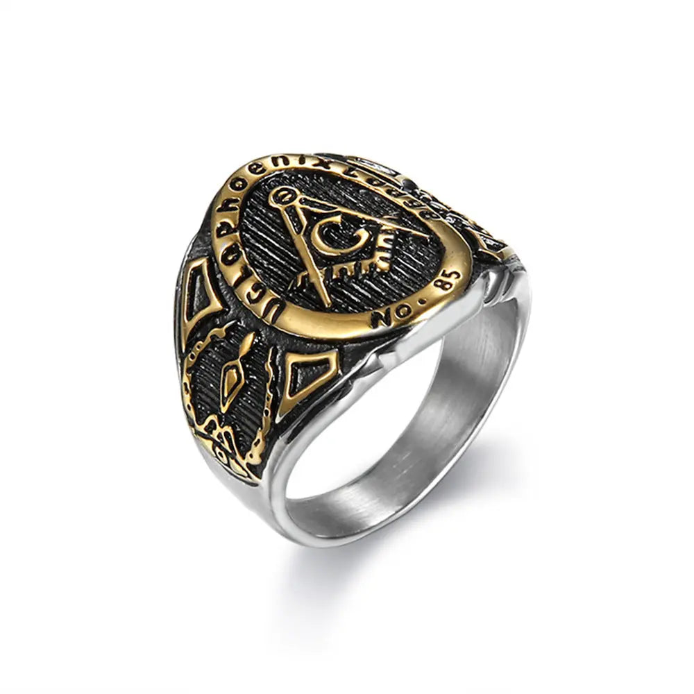 Freemason Stainless Steel Gold Ring VRAFI