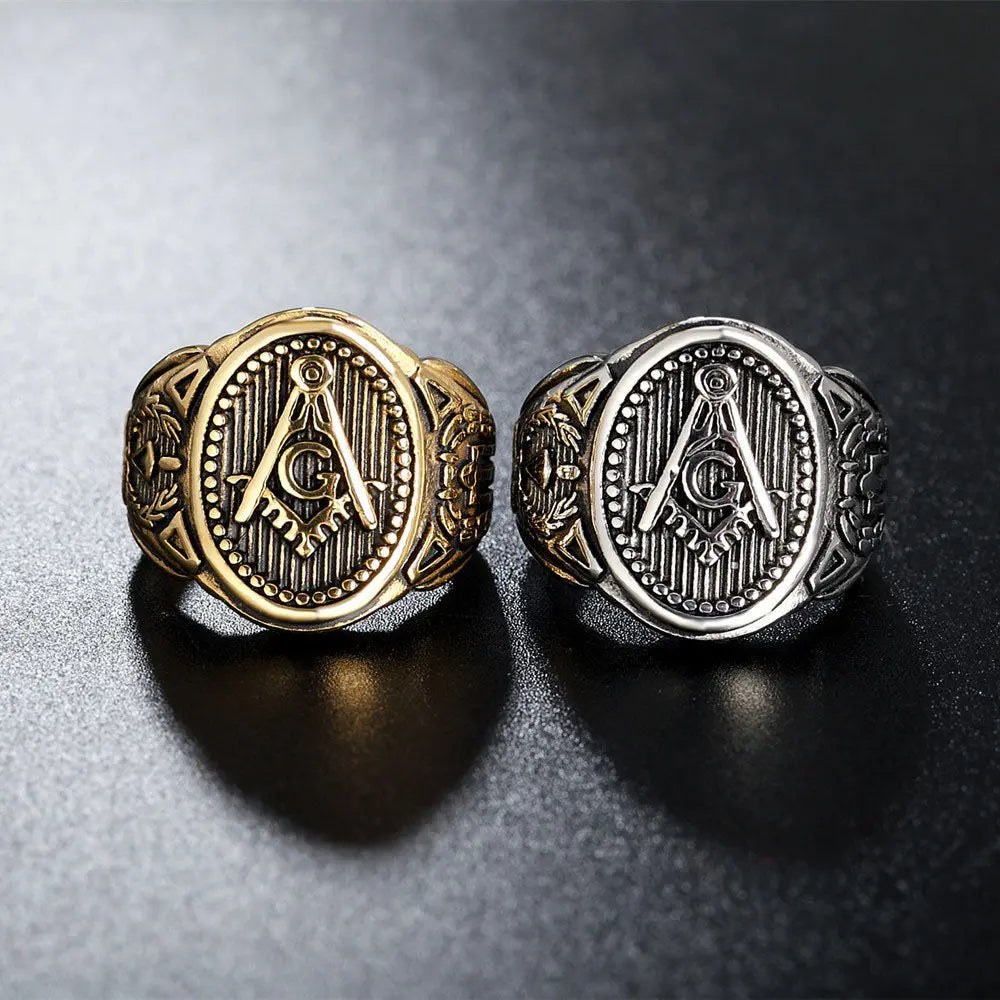 Freemason Stainless Steel Gold Ring - Vrafi Jewelry