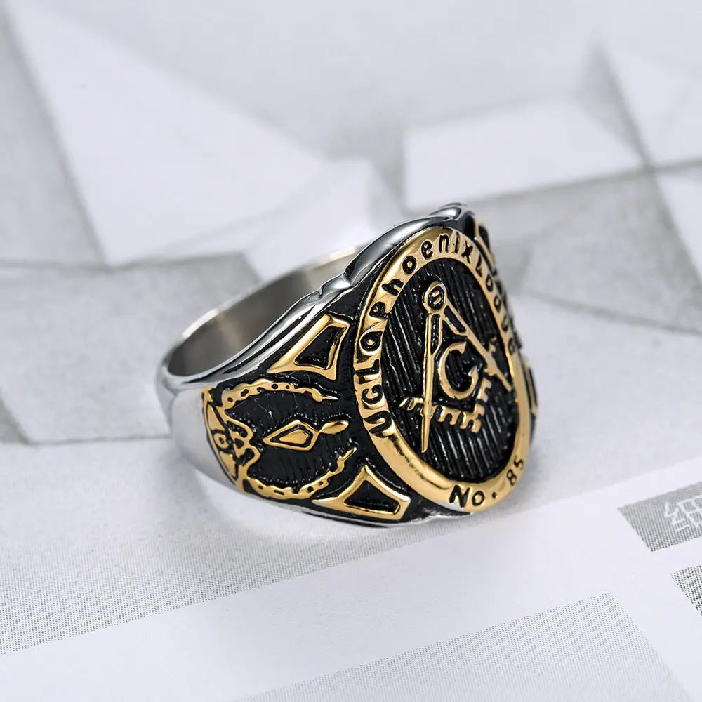 Freemason Stainless Steel Gold Ring VRAFI