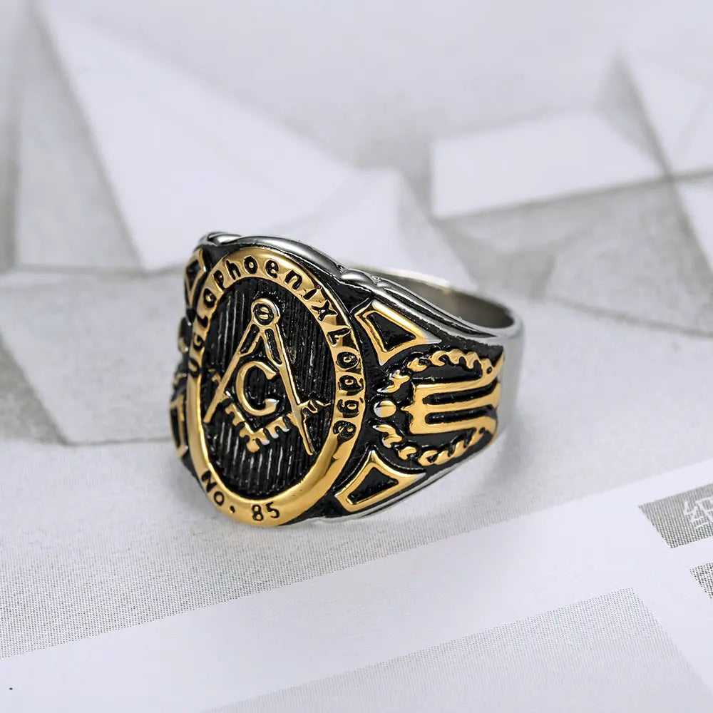 Freemason Stainless Steel Gold Ring VRAFI