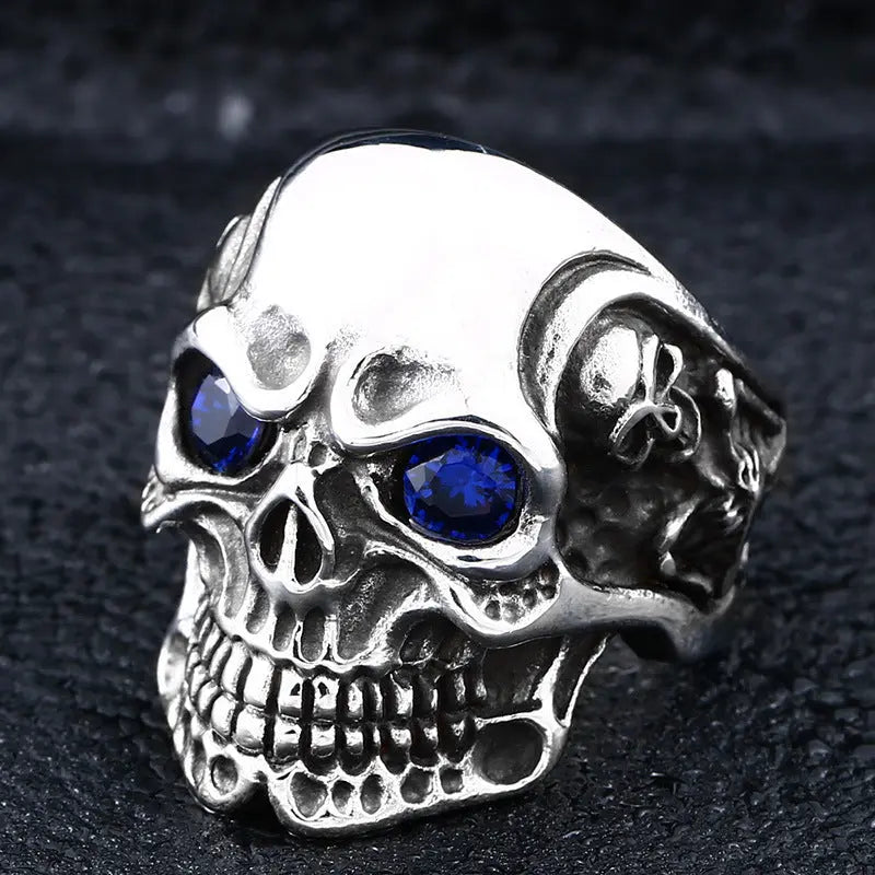 Gemstone Eyes Skull Ring VRAFI