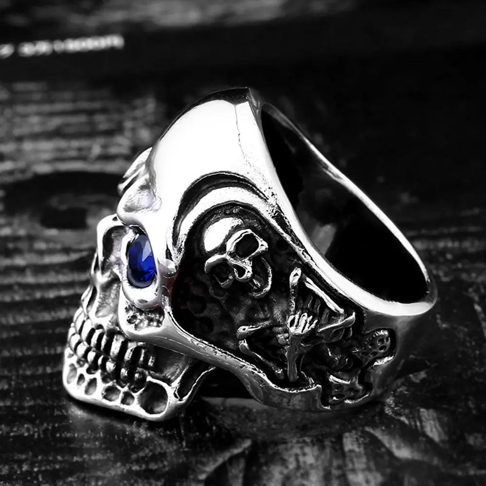 Gemstone Eyes Skull Ring VRAFI