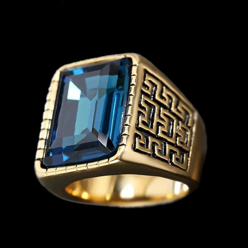 Gemstone Inlaid The Great Wall Ring - Vrafi Jewelry