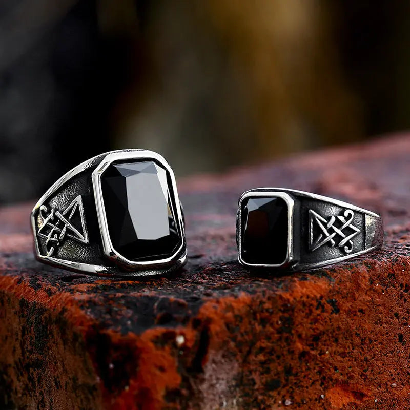 Gemstone Lucifer Stainless Steel Ring - Vrafi Jewelry