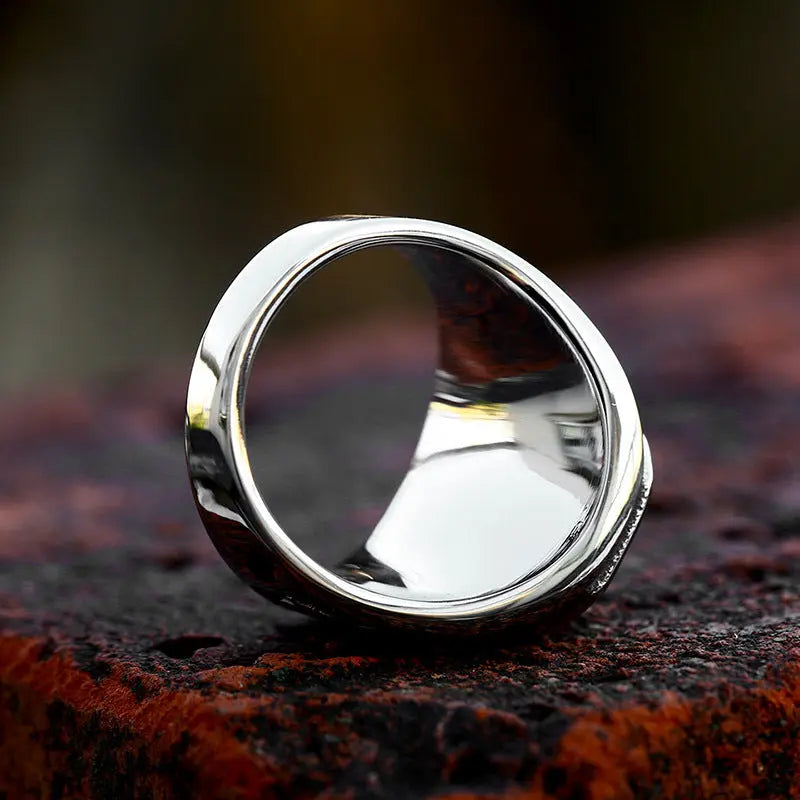 Gemstone Lucifer Stainless Steel Ring - Vrafi Jewelry