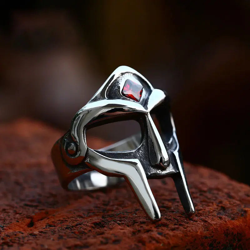 Gemstone MF-Doom Mask Stainless Steel Ring - Vrafi Jewelry