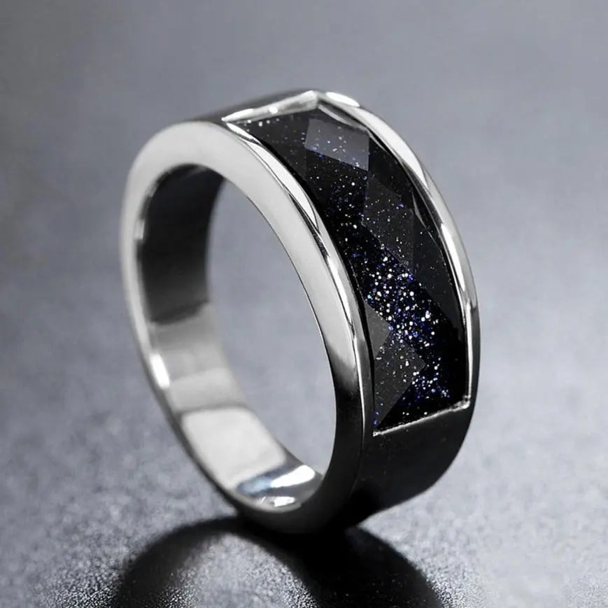 Gemstone Stainless Steel Ring Band - Vrafi Jewelry