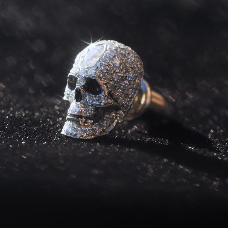 God's Eye Skull Sterling Silver Moissanite Stud Earrings