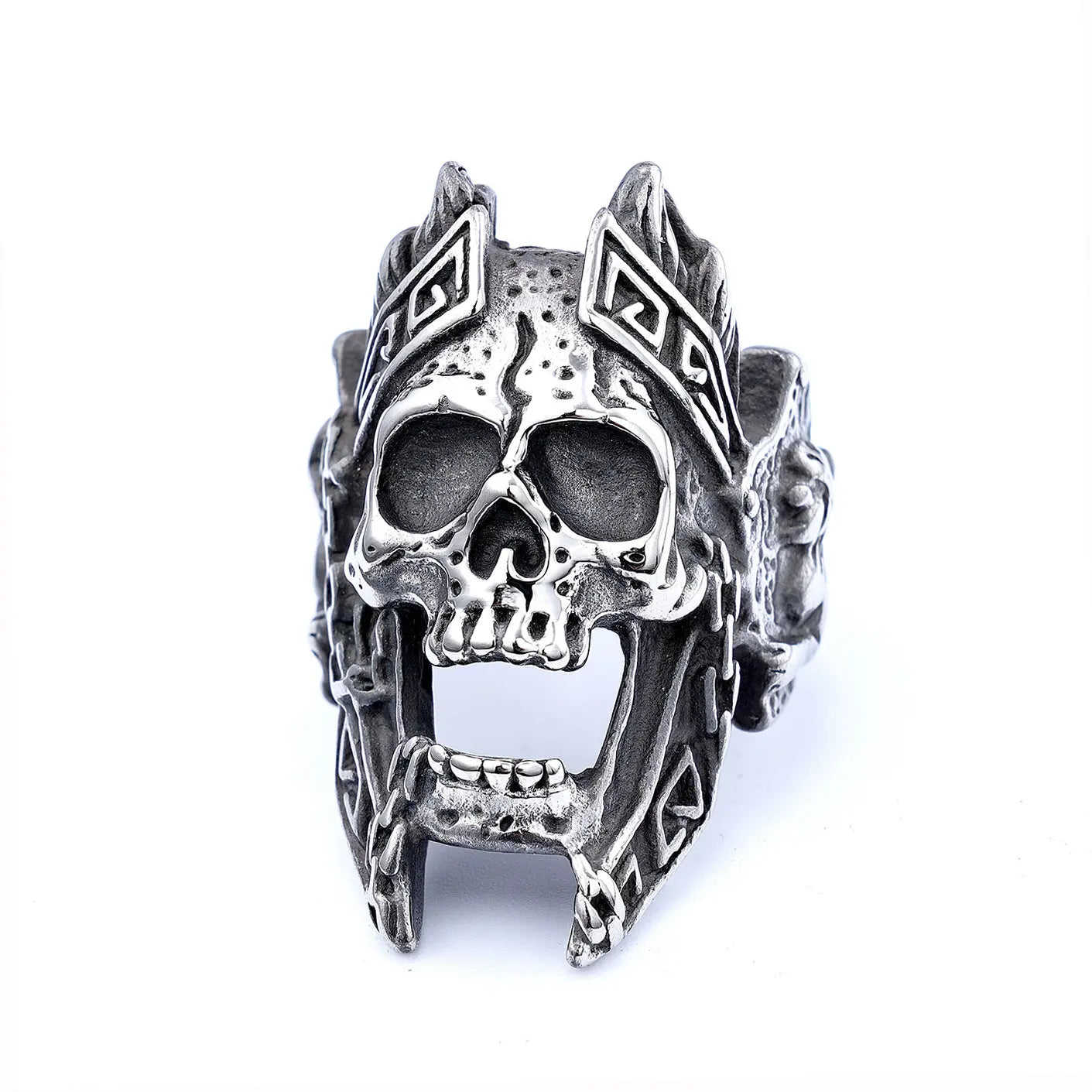 Gods of War Ares Stainless Steel Skull Ring - Vrafi Jewelry