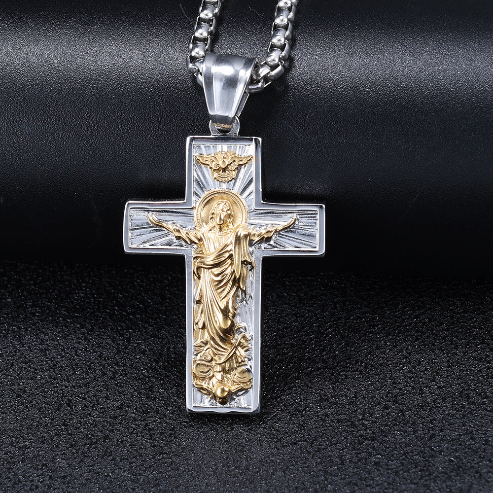 Gold Cross Crucifix Pendant Necklace