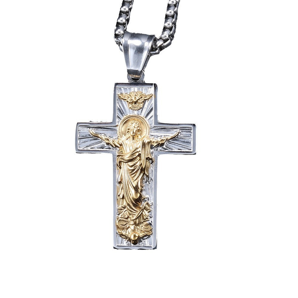 Gold Cross Crucifix Pendant Necklace