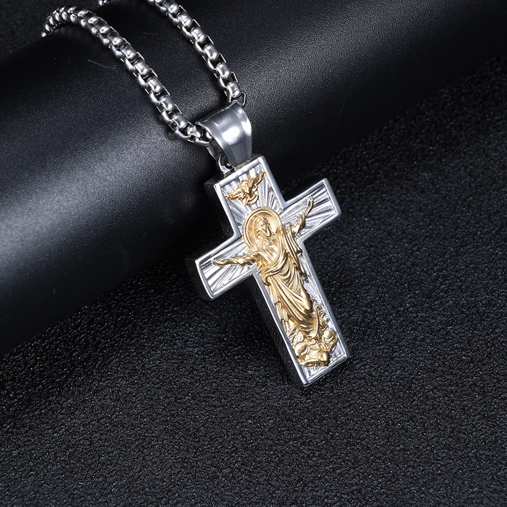 Gold Cross Crucifix Pendant Necklace
