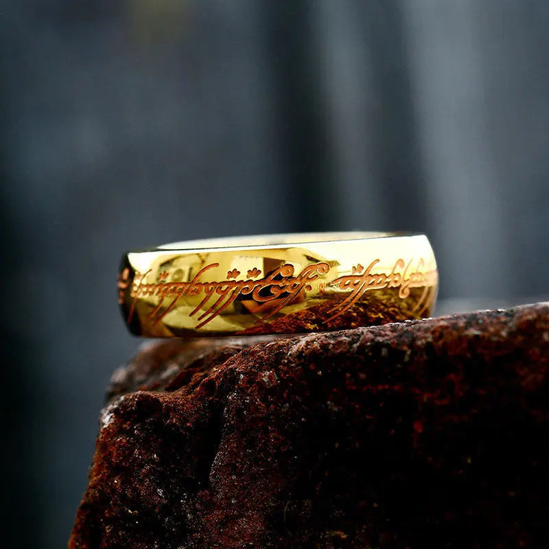 Golden Elvish Engraved Ring - Vrafi Jewelry