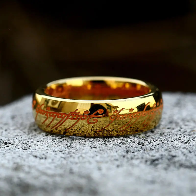 Golden Elvish Engraved Ring - Vrafi Jewelry