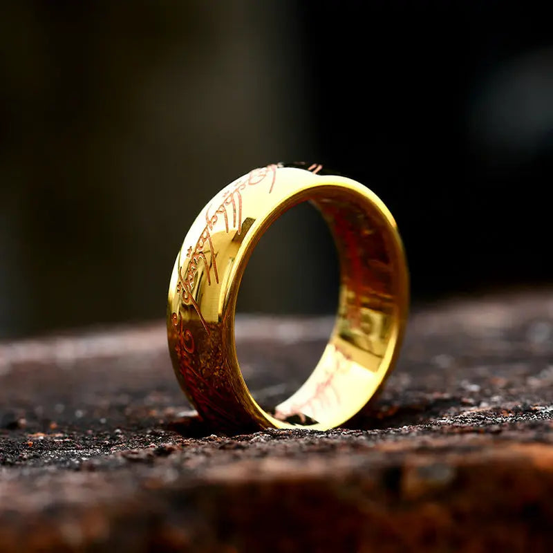 Golden Elvish Engraved Ring - Vrafi Jewelry