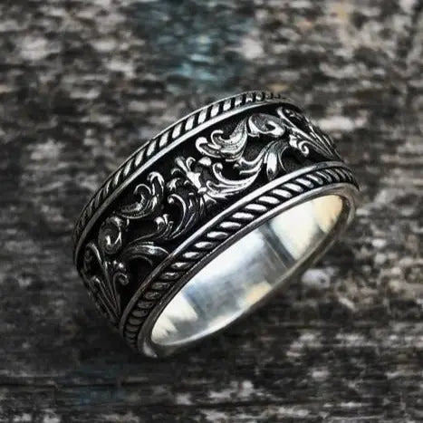 Gothic Style Garland Silver Ring - Vrafi Jewelry