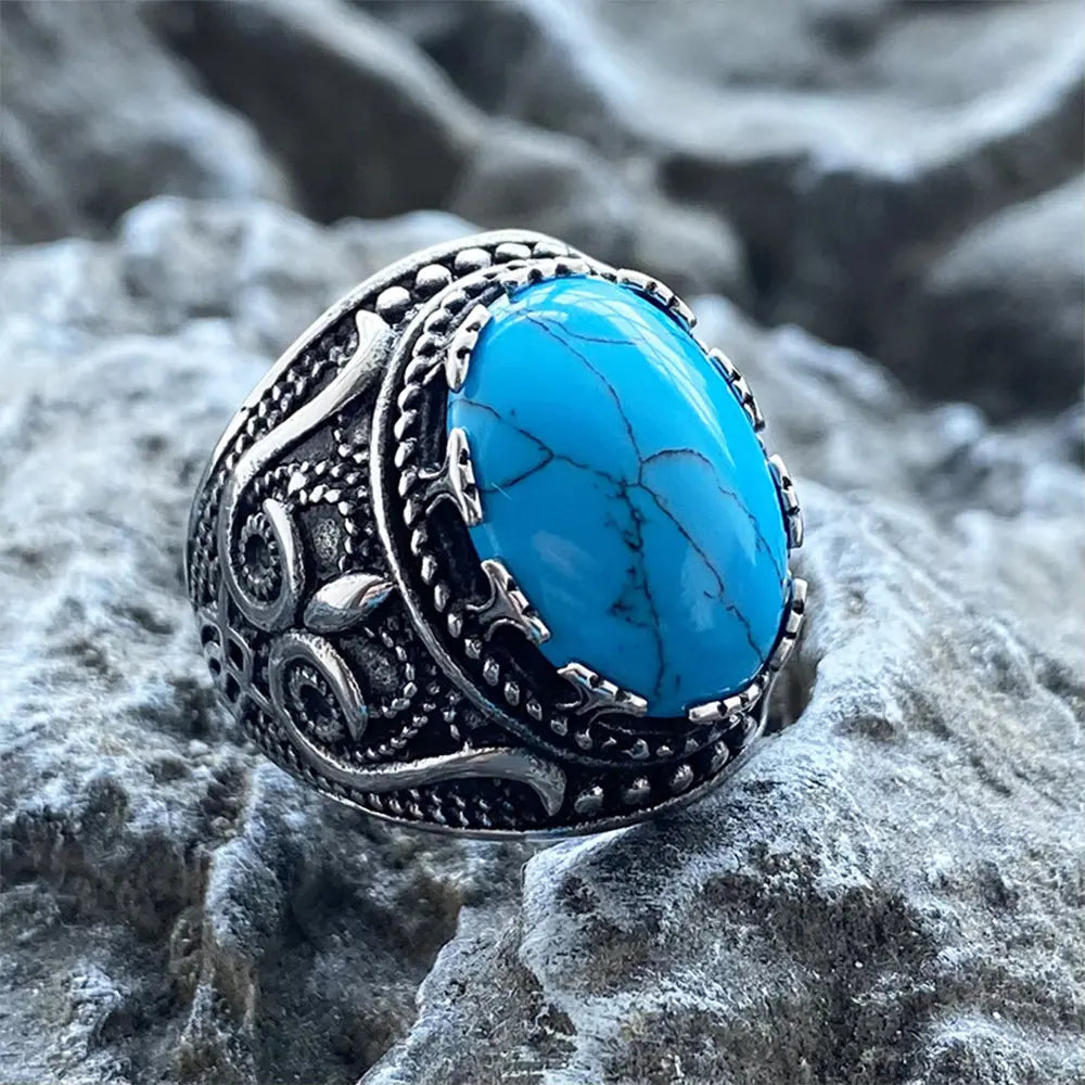 Gothic Style Gemstone Stainless Steel Ring - Vrafi Jewelry