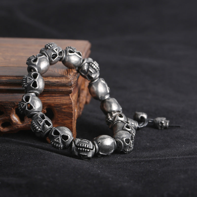 Gothic Style Stainless Steel Skull Linked Bracelet