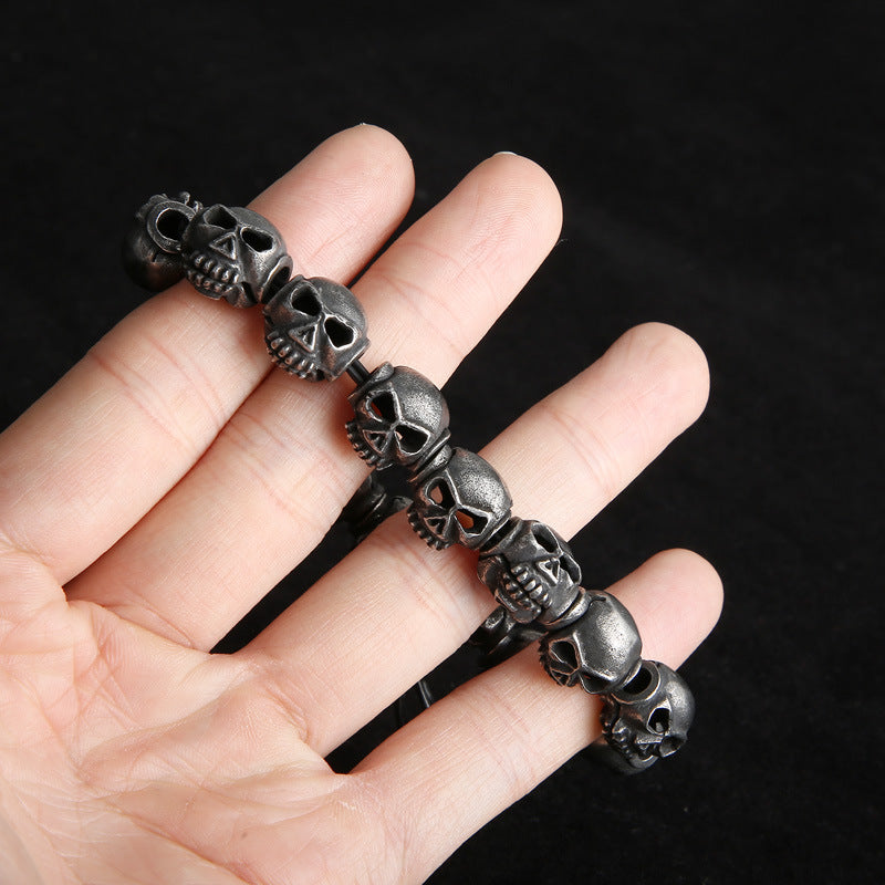 Gothic Style Stainless Steel Skull Linked Bracelet