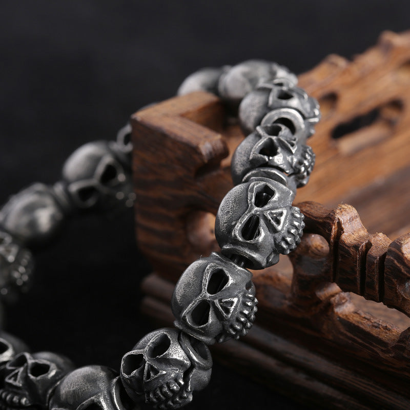 Gothic Style Stainless Steel Skull Linked Bracelet