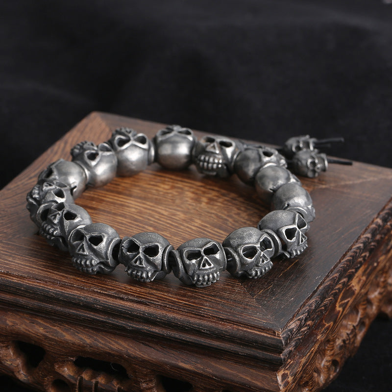 Gothic Style Stainless Steel Skull Linked Bracelet