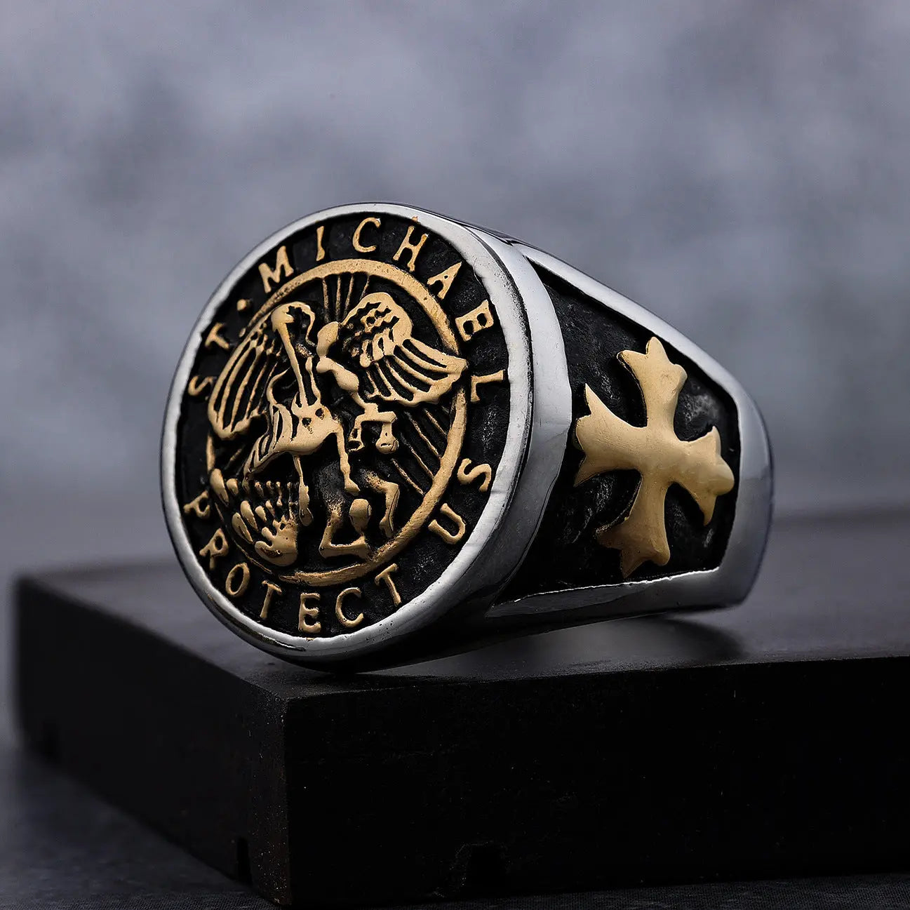 Guardian Angel Saint Michael Ring - Vrafi Jewelry