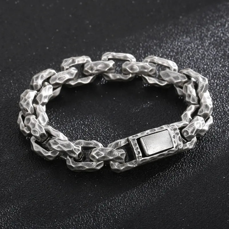 Hammered Biker Stainless Steel Bracelet Vrafi Jewelry