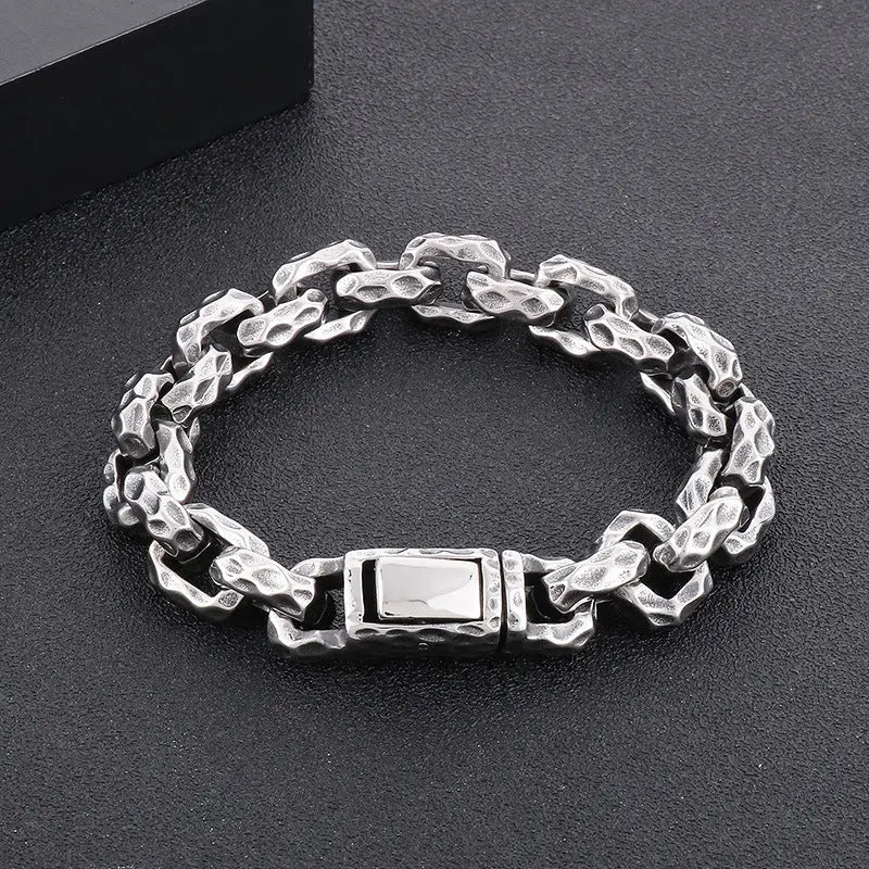 Hammered Biker Stainless Steel Bracelet Vrafi Jewelry