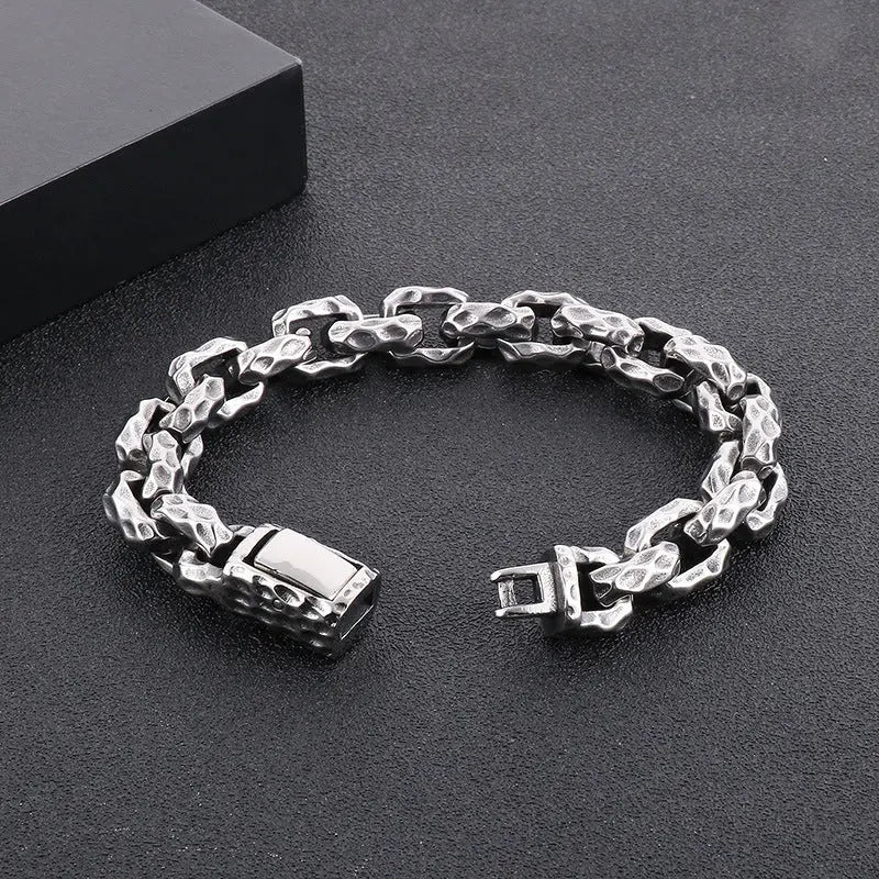 Hammered Biker Stainless Steel Bracelet Vrafi Jewelry