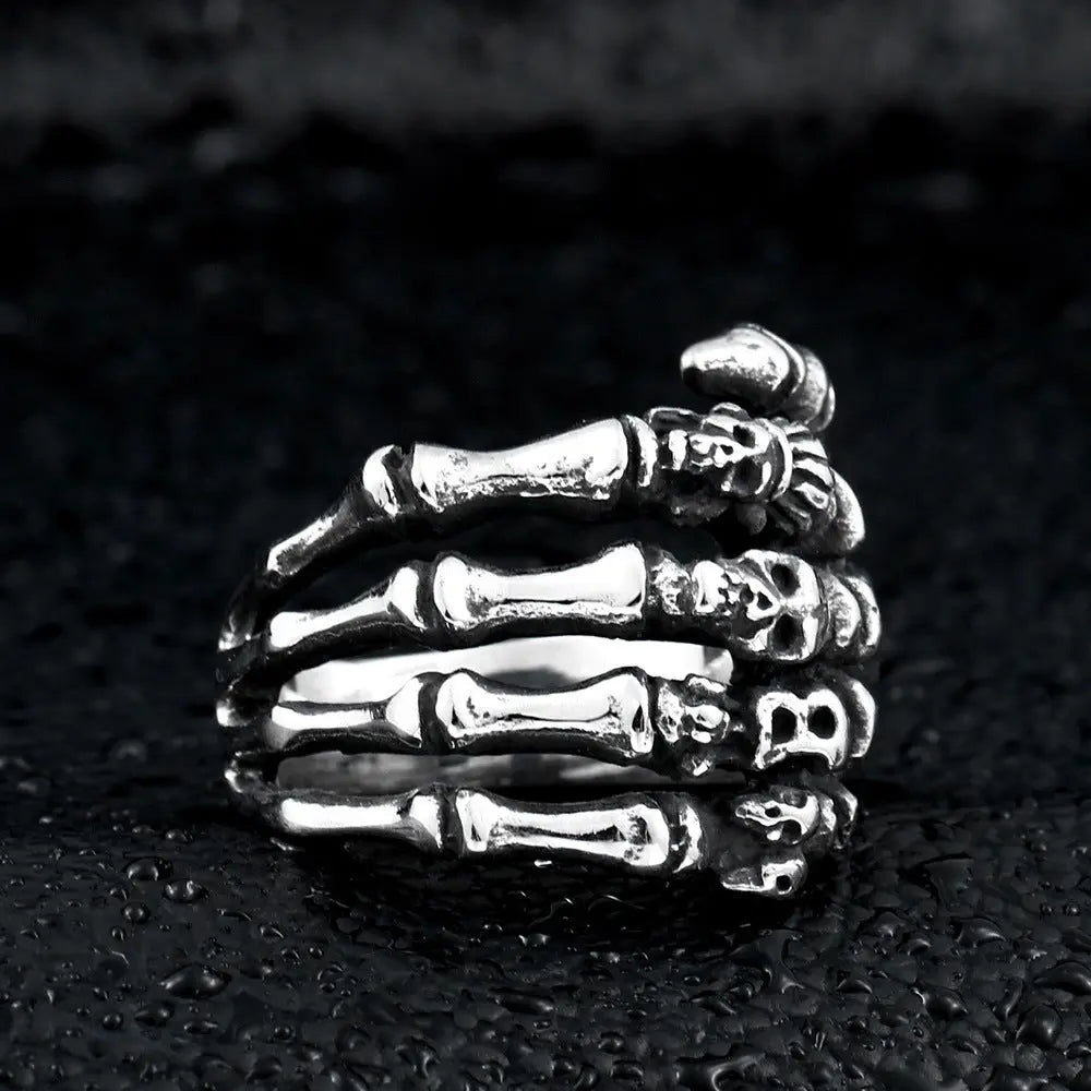 Hand Bone Stainless Steel Skull Ring - Vrafi Jewelry