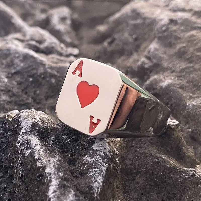 Heart Ace Stainless Steel Signet Ring VRAFI