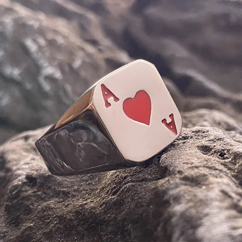 Heart Ace Stainless Steel Signet Ring VRAFI