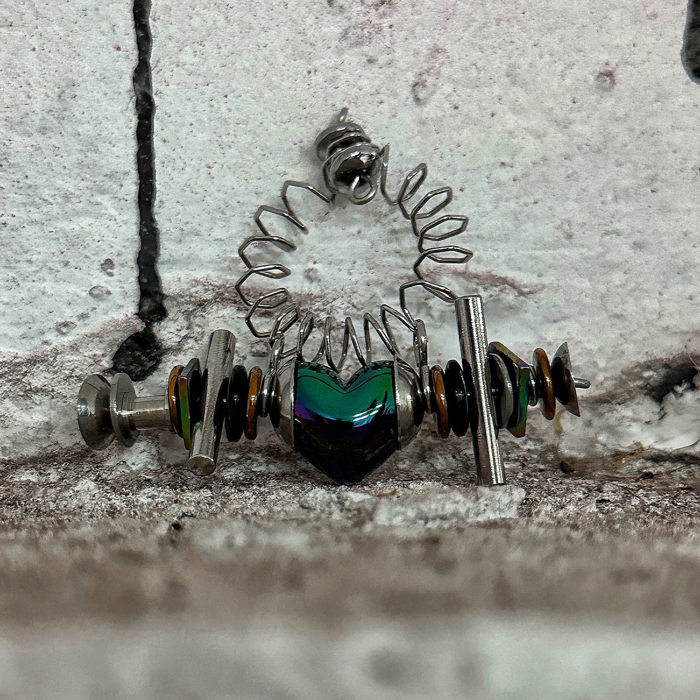 Heart Colorful Bead Spring Ring