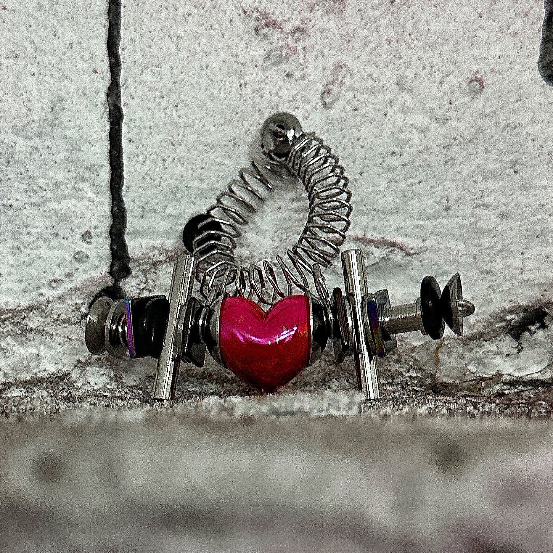 Heart Colorful Bead Spring Ring