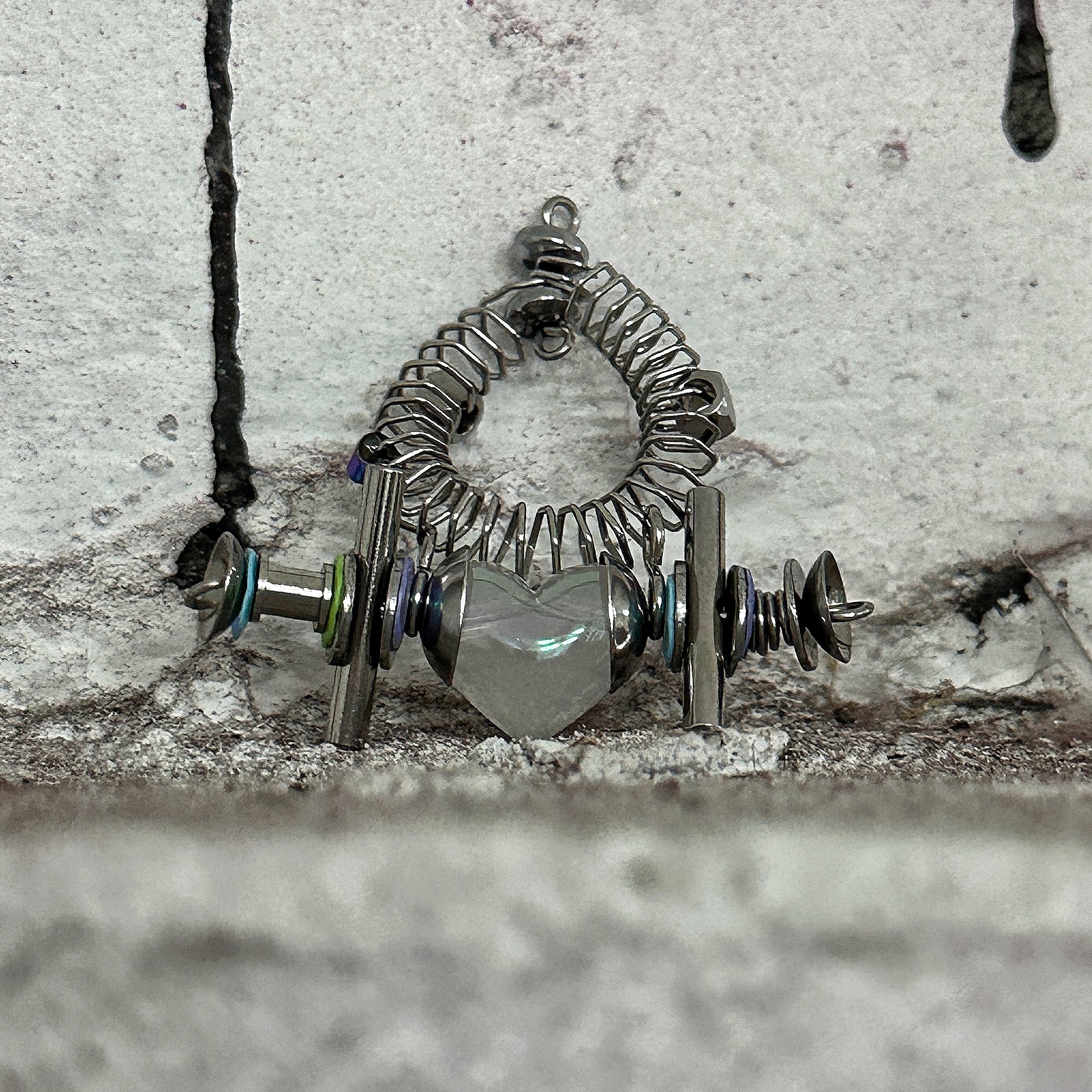 Heart Colorful Bead Spring Ring