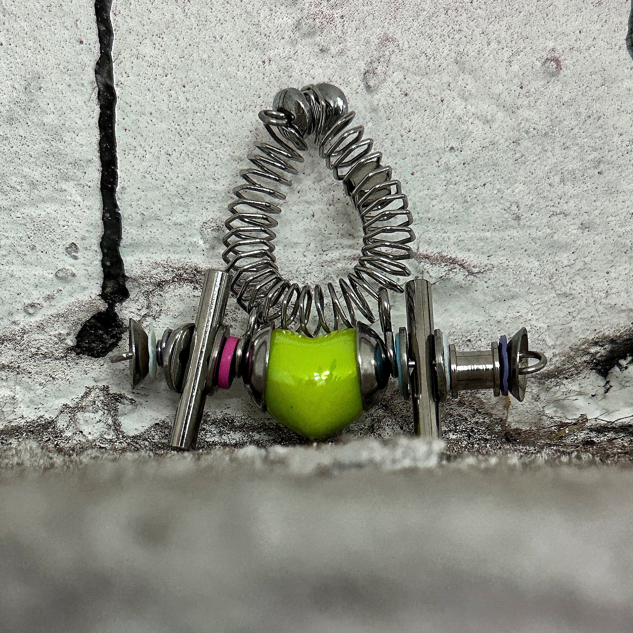 Heart Colorful Bead Spring Ring