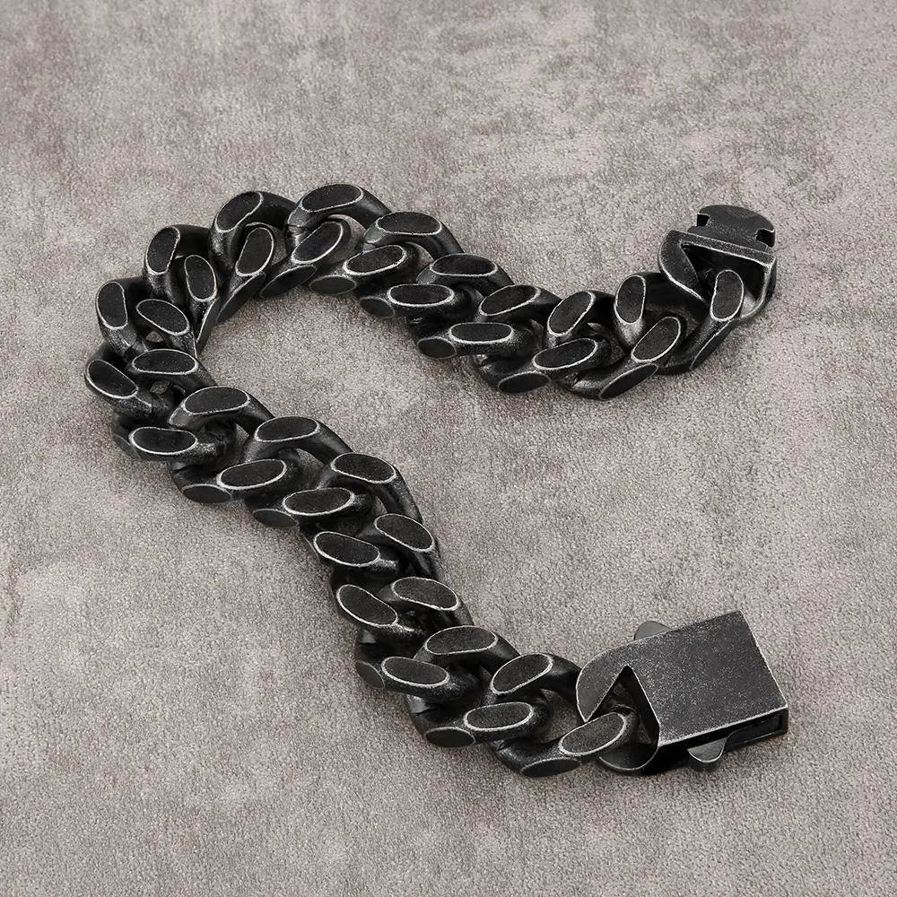 Heavy Curb Link Blackened Stainless Steel Bracelet VRAFI